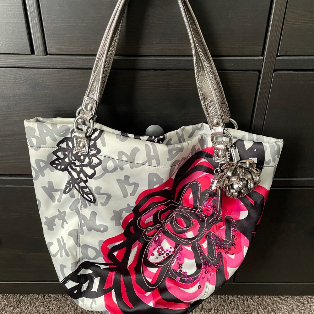 Large Coach floral tote